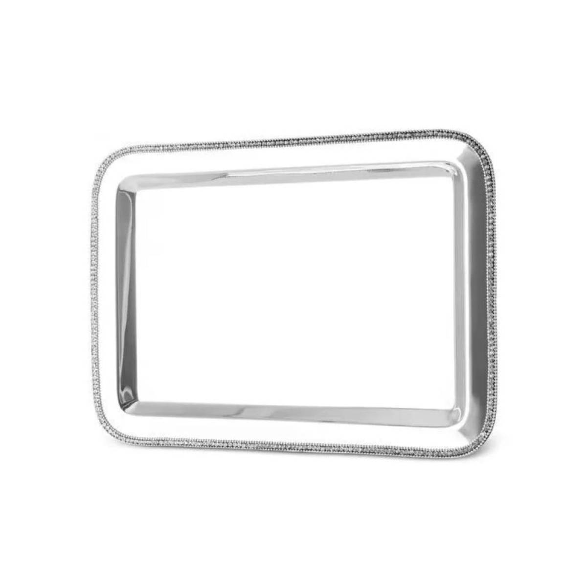Karaca Home Majesty Luxury Silver Serving Tray - Stainless Steel With Crystal Beaded Detail