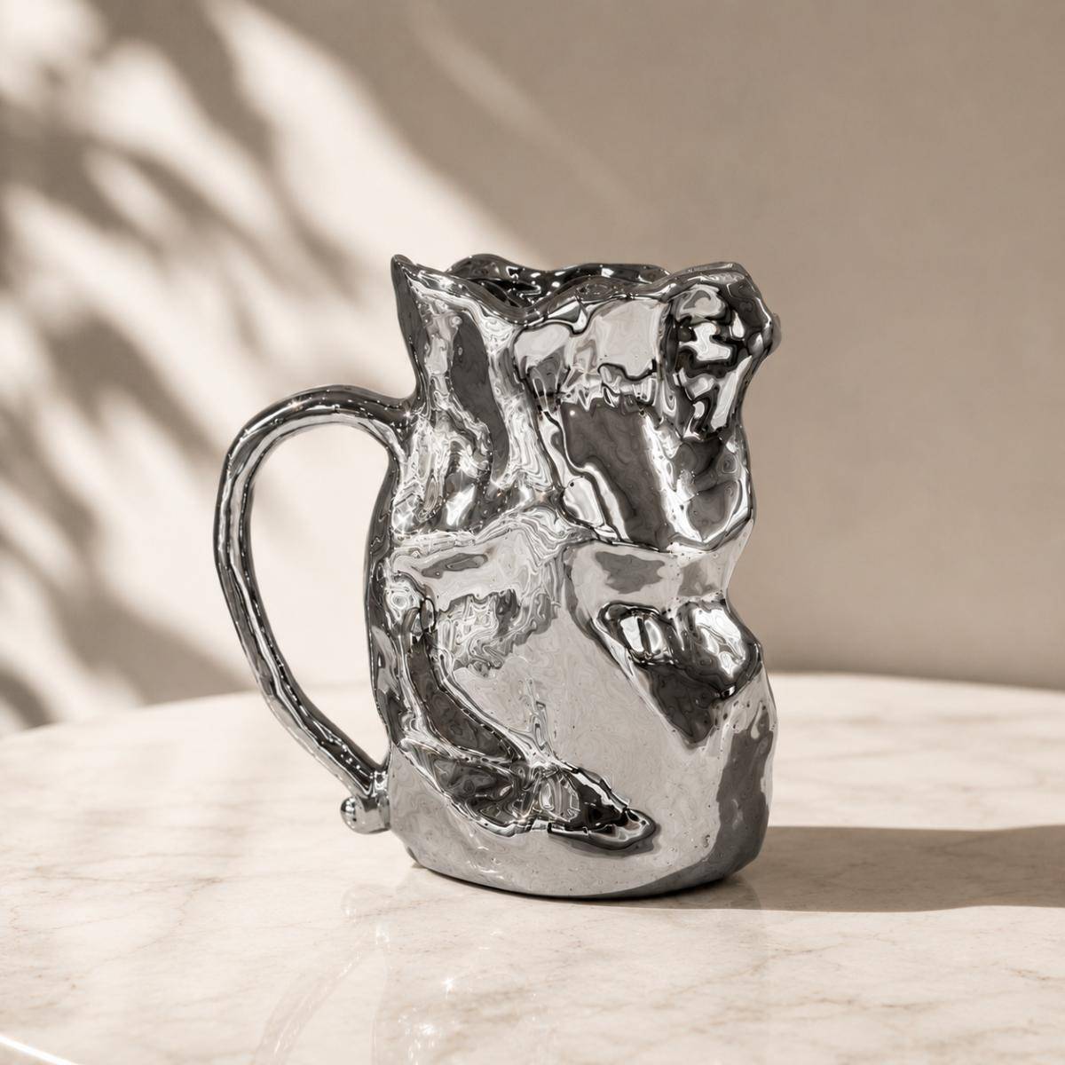 Luxe Silver Sculptural Ceramic Vase, SK564SL