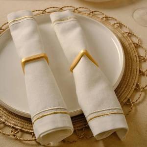 Karaca Home Cubist Geometric 2-piece Napkin Ring Set - Gold