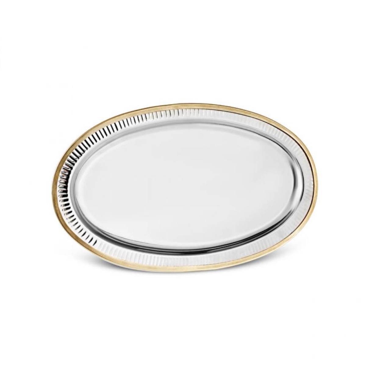 Karaca Ring Decorative Oval Tray 39×23 Cm - Silver/gold, 8683650362678