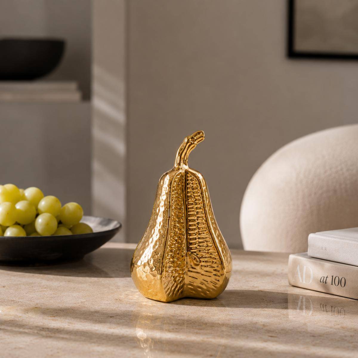 Golden Pear Sculpture – Luxury Decorative Accent, K300-2GD
