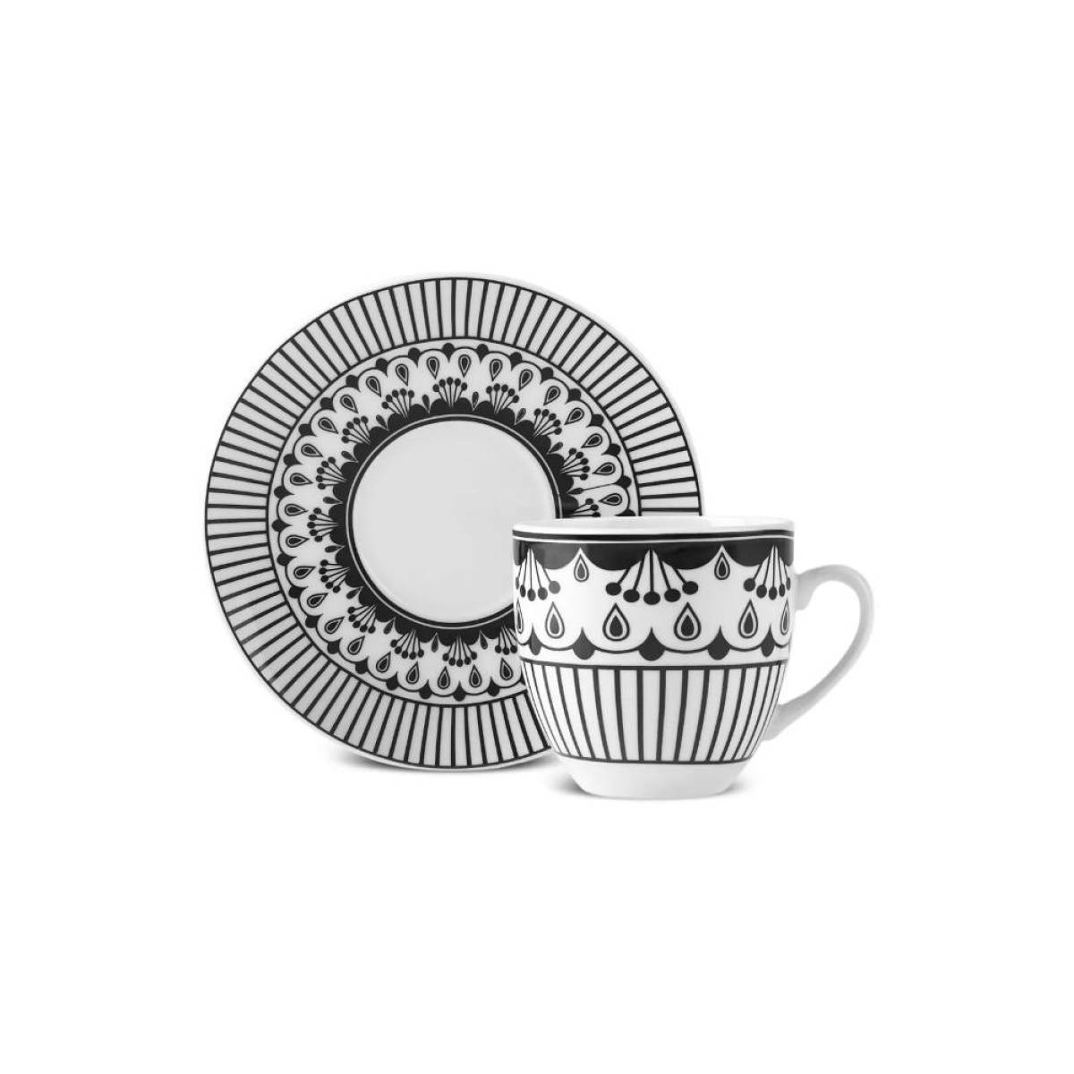 Karaca Altos 6-piece Coffee Cup Set With Metal Stand - 90 Ml | Bone Porcelain