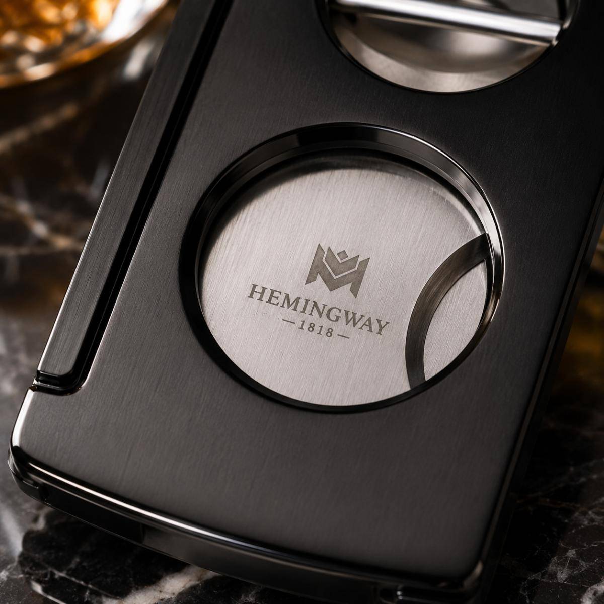 Hemingway Signature Series Cigar Cutter – Black Edition | V-cut & Round Cut, Hemcutblack