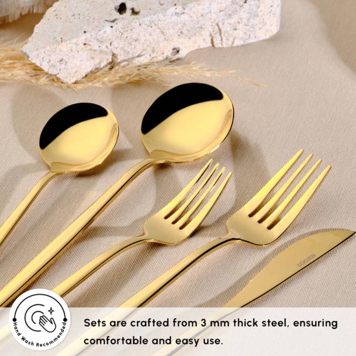 Karaca Orion 30-piece Cutlery Set For 6 People - Shiny Gold | 18/10 Stainless Steel (304 Grade), 153.03.08.1902