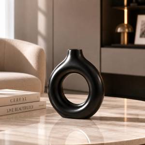 Modern Minimalist Black Decorative Vase, K205-1BLK