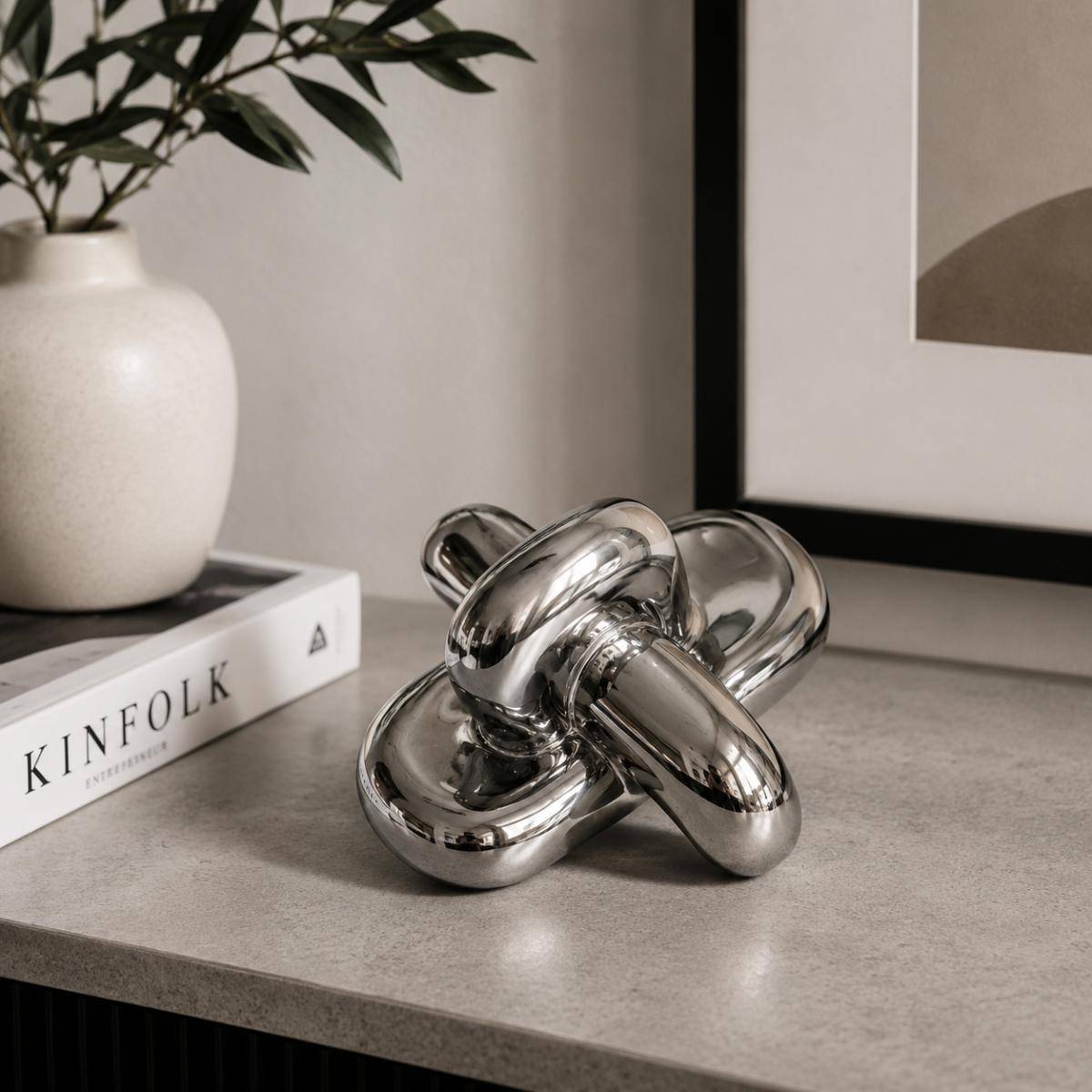 Silver Knot Ceramic Decorative Object, SK537SL
