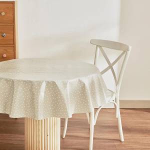 Karaca Home Luna Round Pvc Tablecloth 140 Cm - Beige Polka Dot