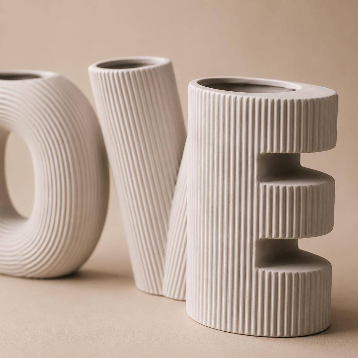 LOVE Sculptural Vase Set – White Minimalist Décor Collection, SK869