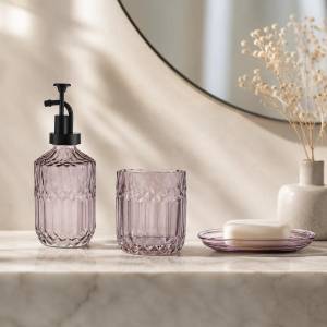 Karaca Home Bellino 3-piece Bathroom Accessory Set - Smoke Grey Glass