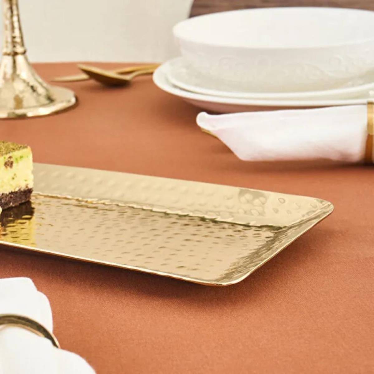 Karaca Home New Year Loren Decorative Tray 33×15 Cm - Gold