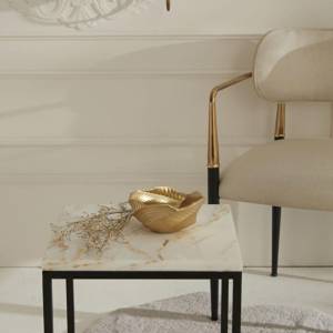 Karaca Home Lana Decorative Medium Bowl - Gold | Textured Modern Design