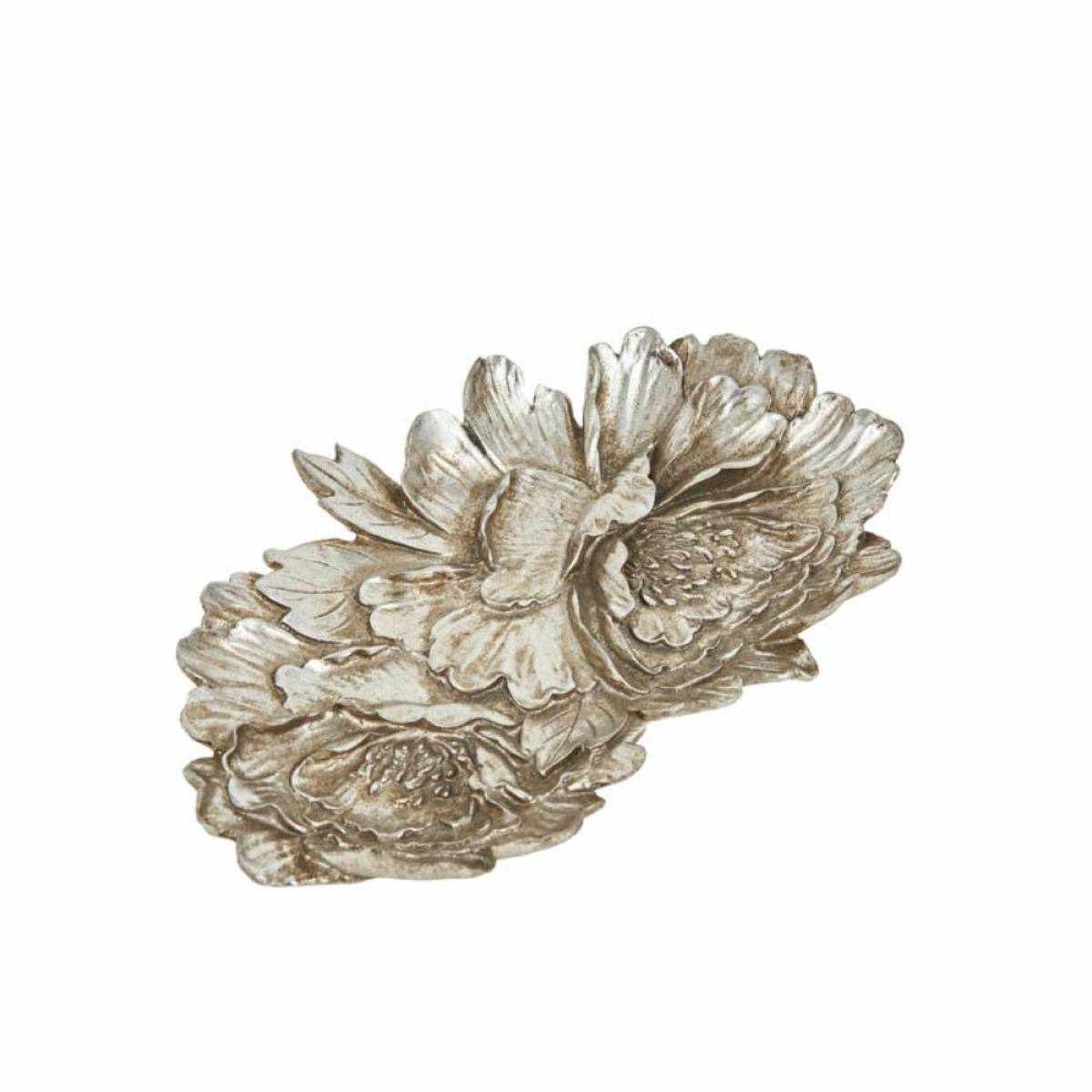 Karaca Home Lianca Decorative Plate 26x16 Cm - Silver Floral Design