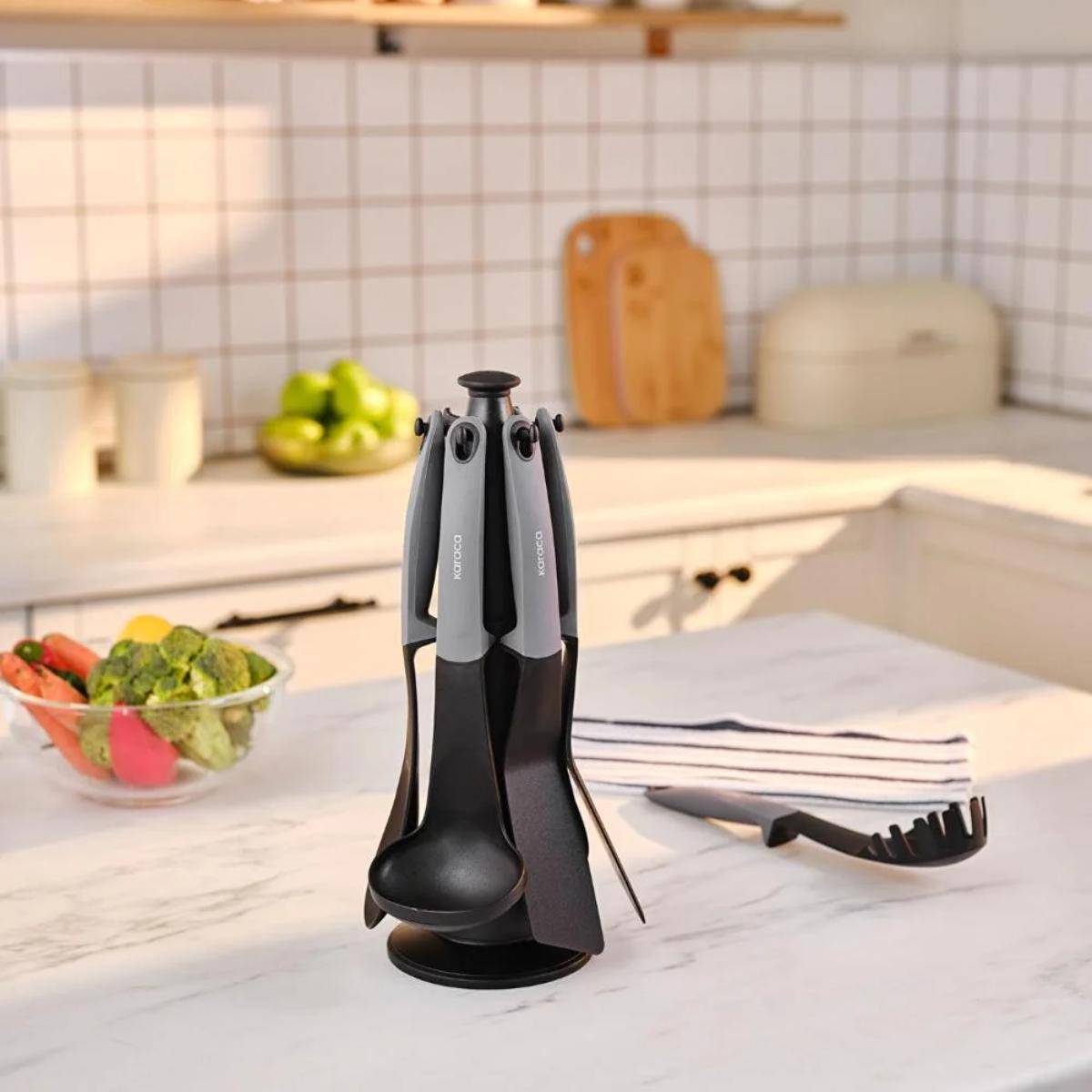 Karaca Rue 7-Piece Service Set with Stand, 153.09.01.4954