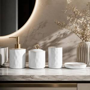 Karaca Lina 4-piece Ceramic Bathroom Set - Elegant Organizer Set