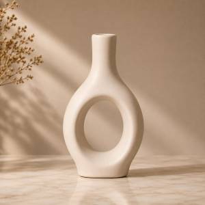 Ivory Sculptural Hollow Vase – Modern Minimalist Décor Accent, SK546B