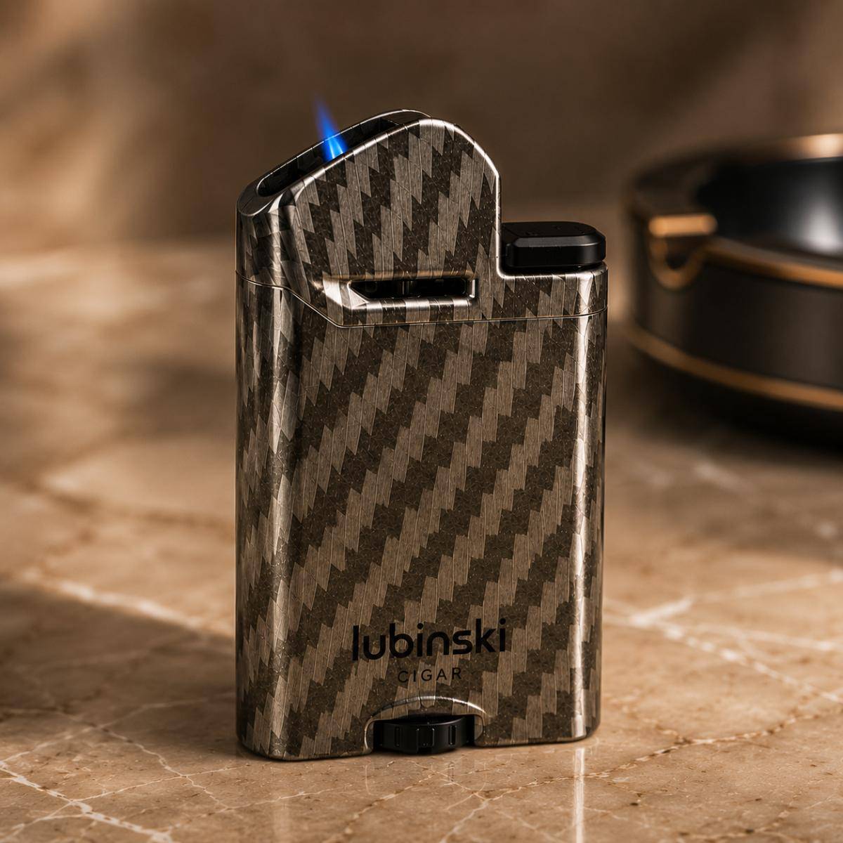 Hemingway Carbon Fiber Jet Flame Cigar Lighter – Grey, Hmw-yja10030gy
