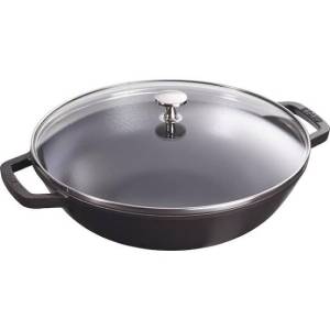 Staub Wok 30 Cm Black Cast Iron