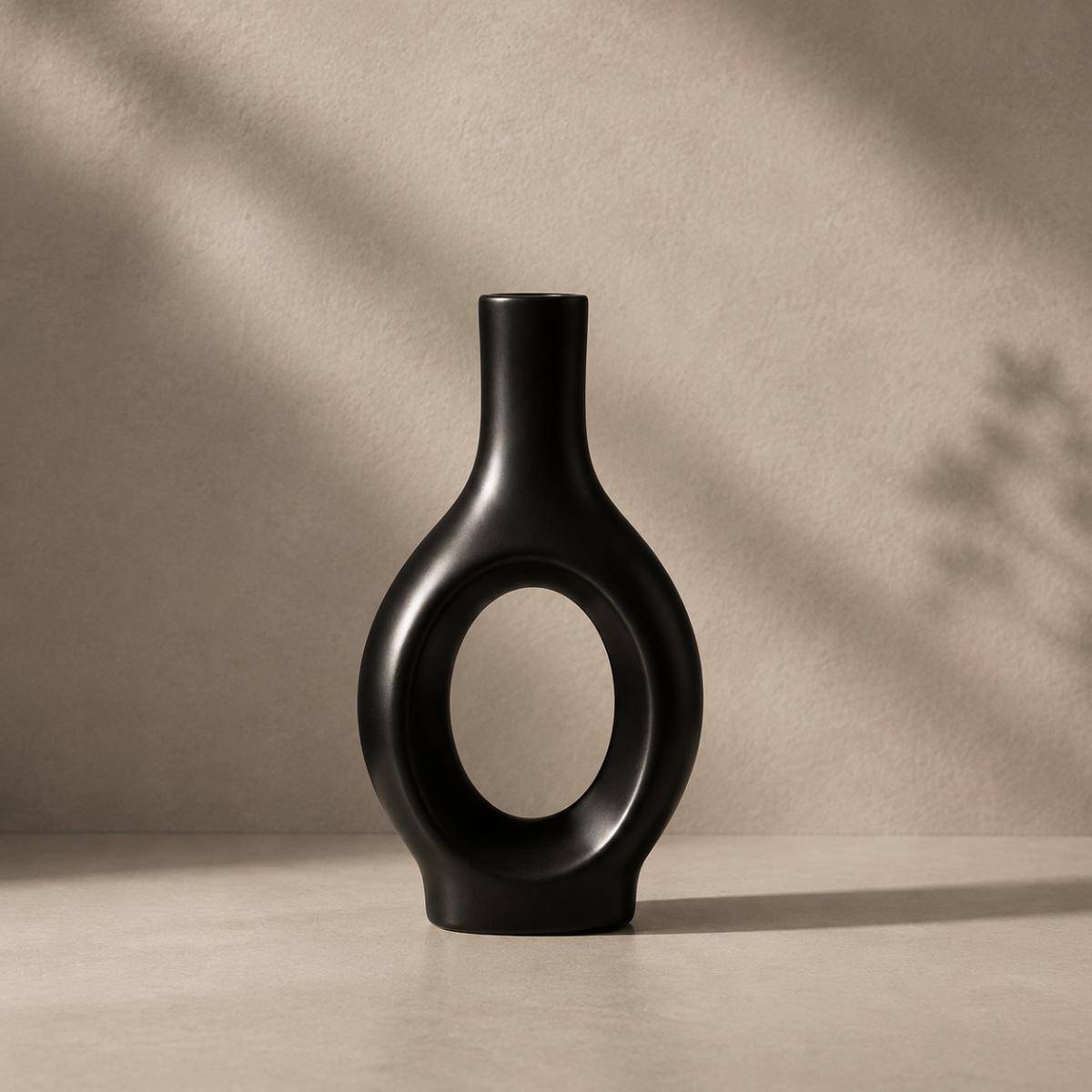 Obsidian Loop Vase – Elegant Decorative Accent, SK546BLK