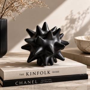 K120 2BLK 1 Matte Black Spiky Sculpture – Modern Artistic Décor, K120-2BLK