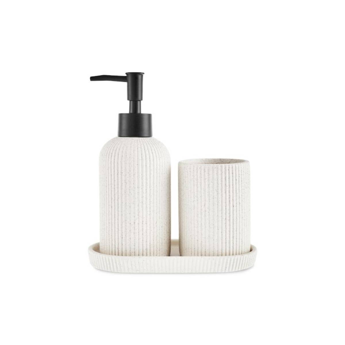 Karaca Marta 3-piece Beige Bathroom Accessory Set - Dolomite Stone Finish