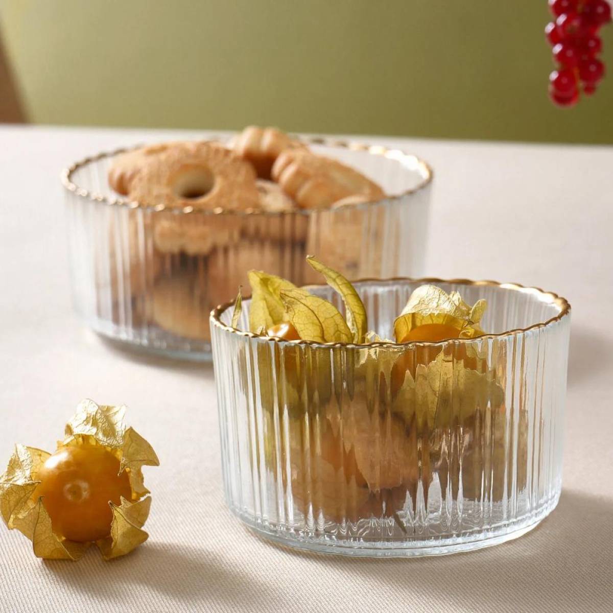 Karaca Pierre 3-piece Glass Serving Set - Plain Gold Gilded | Elegant Serving Stand, 153.09.01.3136