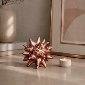 Charm-Chic Metallic Spiky Decor Sculpture – Luxury Modern Tabletop Accent | Rose Gold Finish, K120-1GD