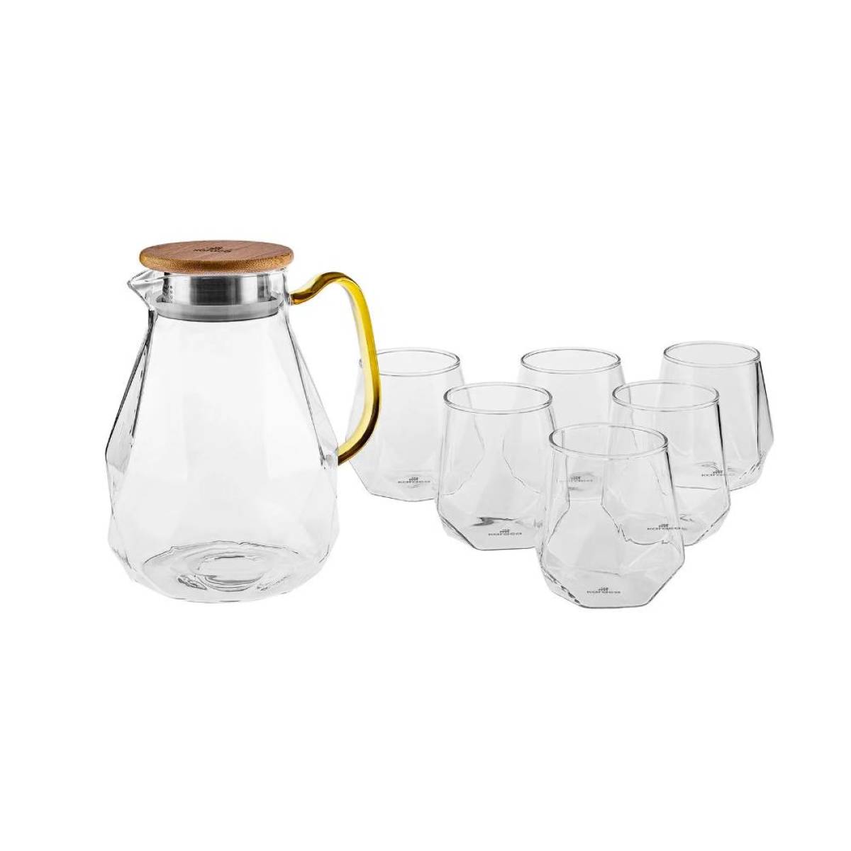 Karaca Savona 7-piece Drinkware Set - 1.8l Pitcher And 6 Glasses | Clear Glass Set, 153.09.01.0648