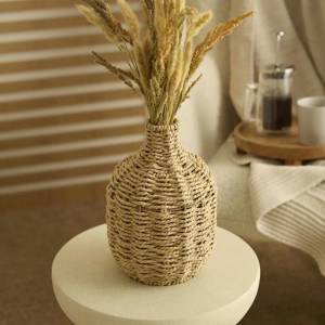 Karaca Home Boho Style Natural Wicker Vase