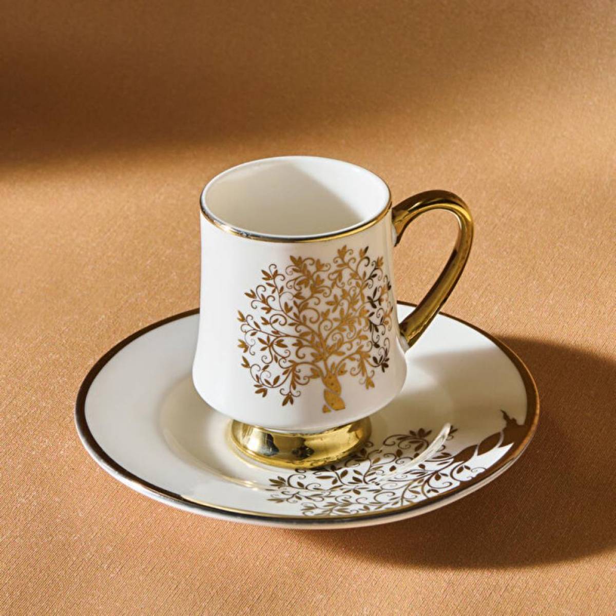 Karaca Autumn 6-piece Coffee Cup Set 90 Ml | White And Gold Accent
