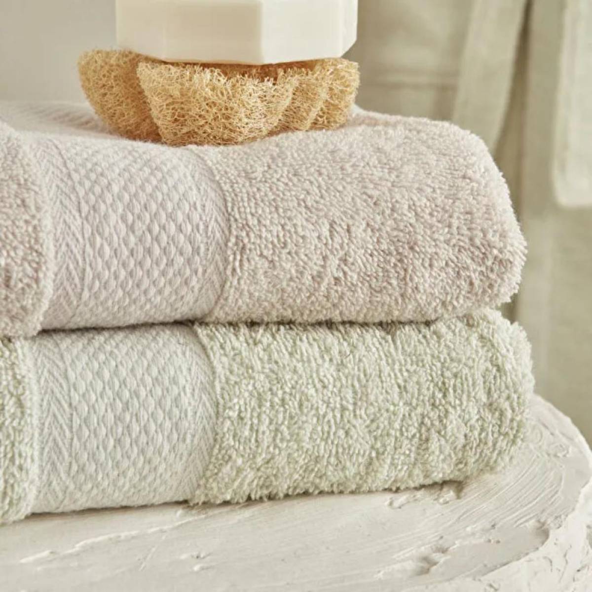 Karaca Sarah Anderson Alven 4-piece Family Bathroom Set - Green/beige