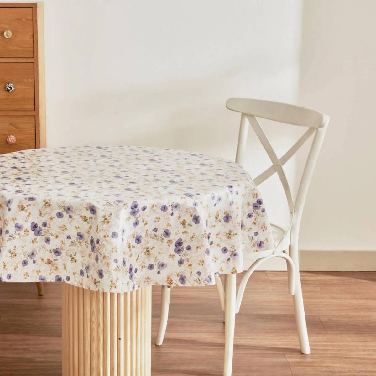 Karaca Home Dora Floral Round Pvc Tablecloth 140 Cm - Purple Floral