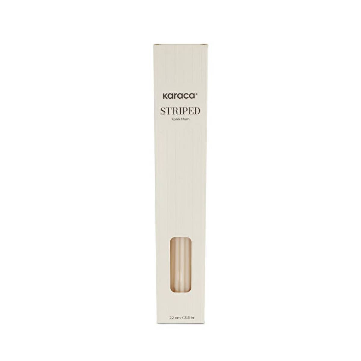 Karaca Home Striped Taper Candle 22 Cm - Beige | Elegant Decorative Candle