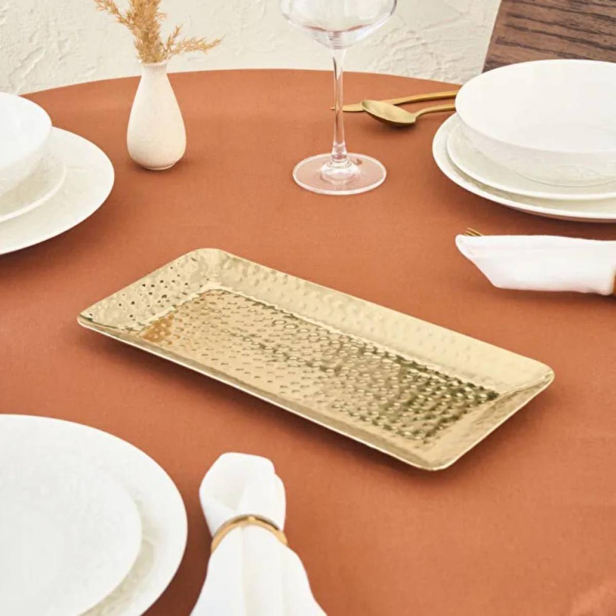 Karaca Home New Year Loren Decorative Tray 33×15 Cm - Gold