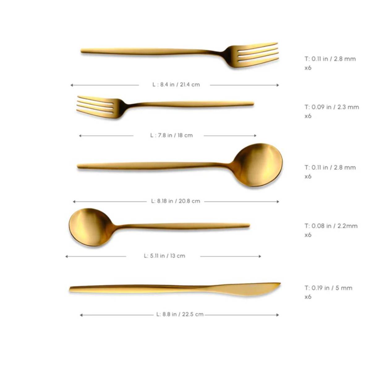 Karaca Orion 30-piece Cutlery Set For 6 People - Matte Gold | 18/10 Stainless Steel, 153.03.08.1900