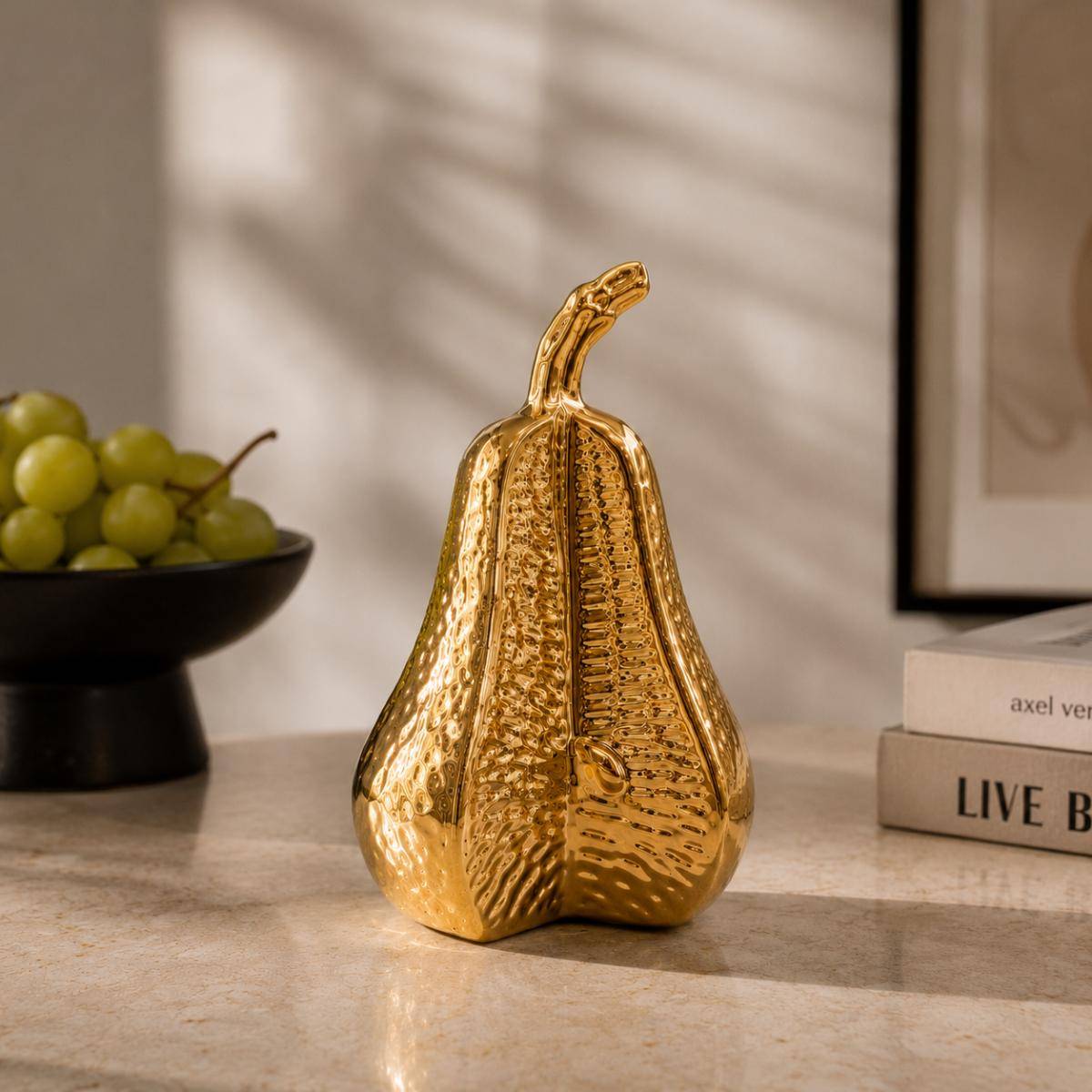 Golden Pear Sculpture – Luxury Decorative Accent, K300-2GD