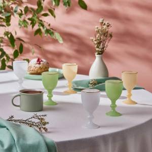 Karaca Rocco 6-piece Coffee Side Glass Set 60 Ml, Sugar Gold Rim | Colored Glass
