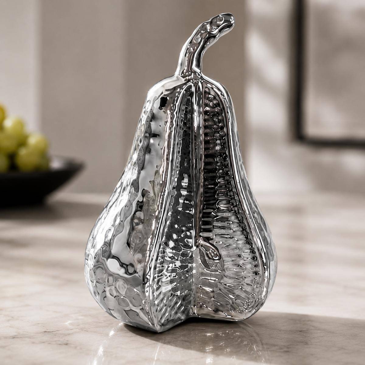 Silver Pear Sculpture – Luxury Decorative Accent, K300-2SL