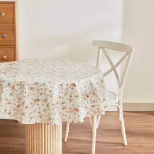Karaca Home Dora Floral Round Pvc Tablecloth 140 Cm - Orange Floral , 8680214402177