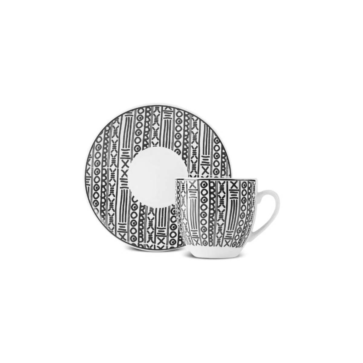Karaca Altos 6-piece Coffee Cup Set With Metal Stand - 90 Ml | Bone Porcelain