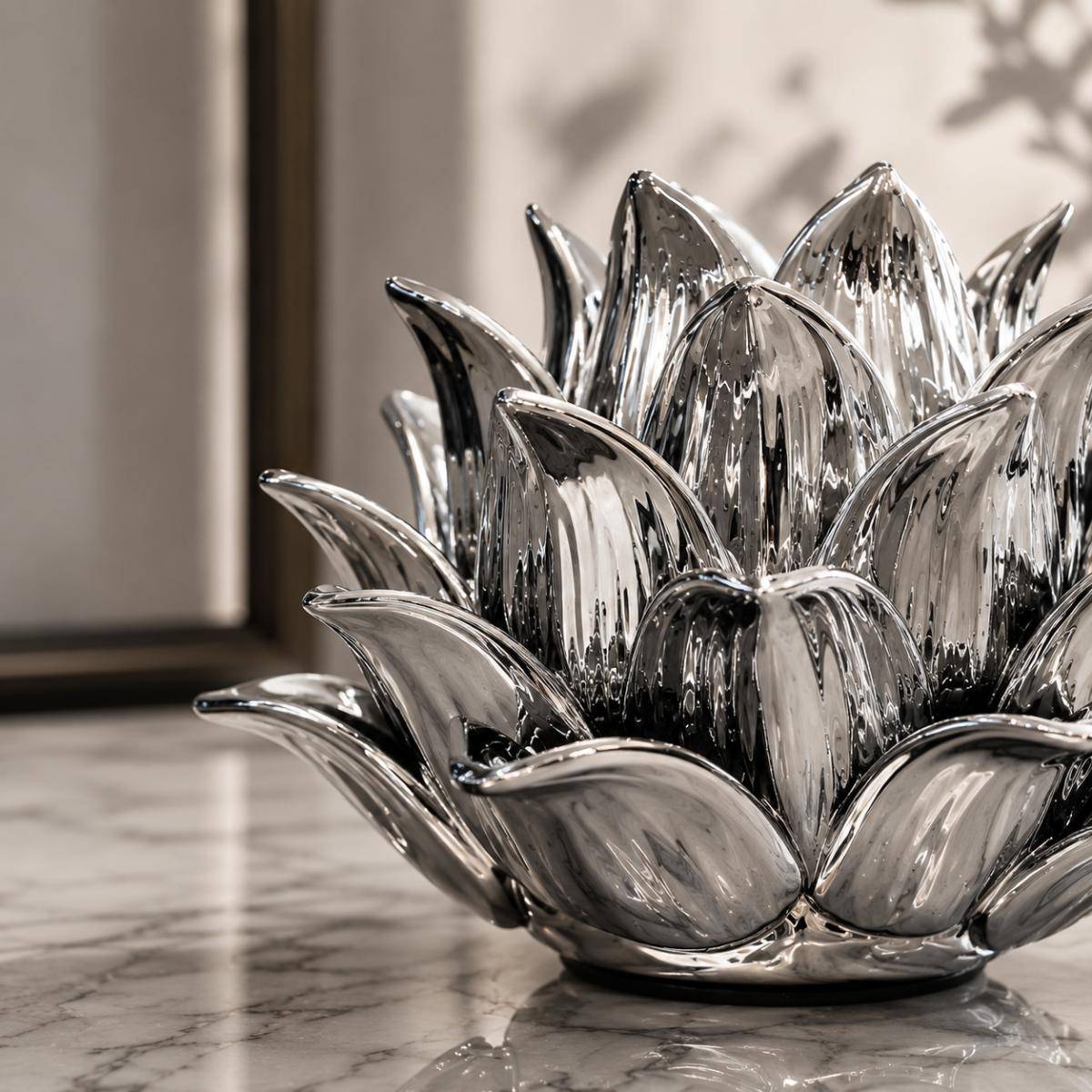 Luxury Chrome Lotus Decorative Sculpture – Small, QX1021SL