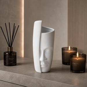 Charm-Chic White Face Ceramic Vase 28 cm – Modern Sculptural Decorative Accent, K059-2