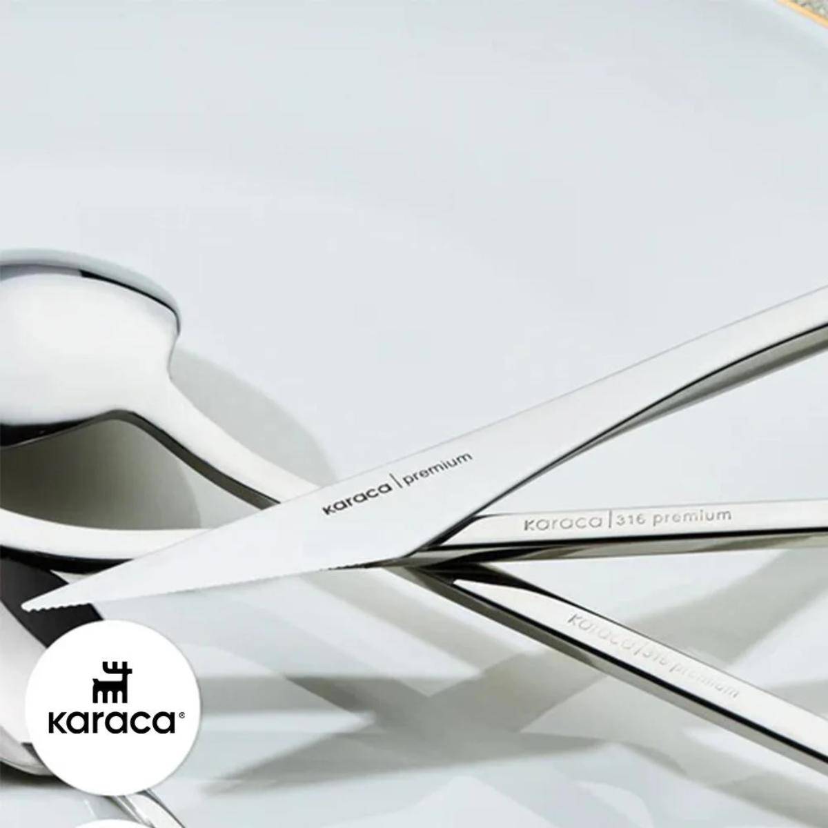 Karaca Look 84-Piece 316+ Stainless Steel Cutlery Set for 12 Persons – Silver, 15.03.08.1399