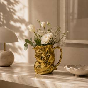 Luxe Gold Sculptural Ceramic Vase, SK563GD