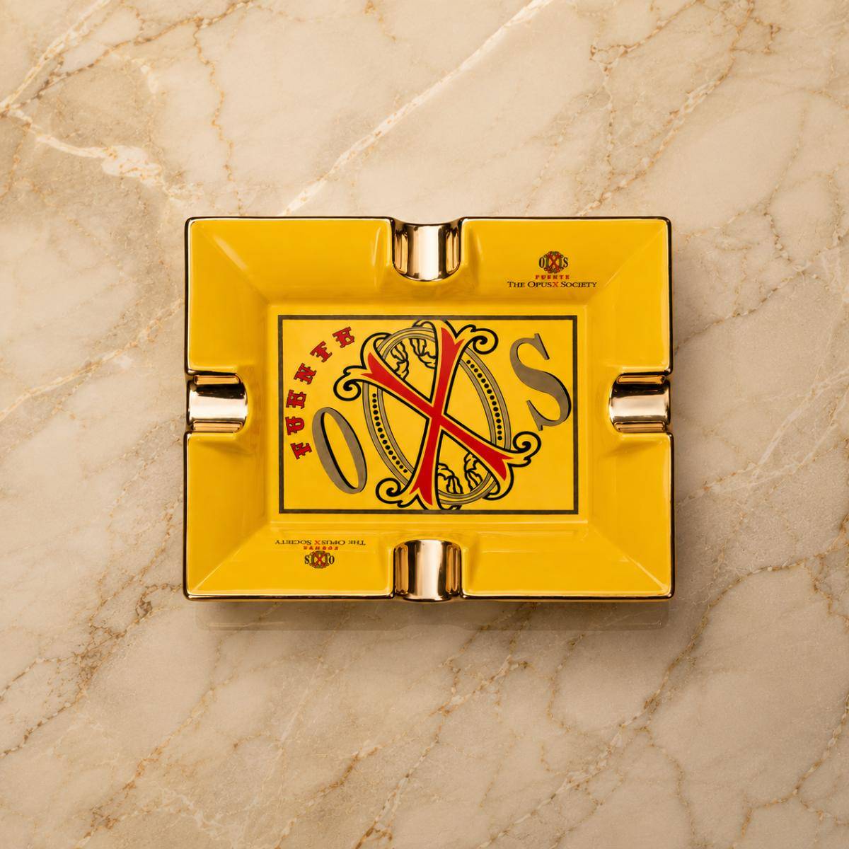 Opusx Yellow 1 Opusx Yellow 2 Manny Iriarte Opusx Society El Amarillo Porcelain Ashtray, Opusx-yellow