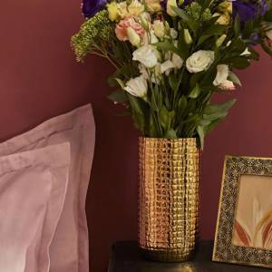 Karaca Home Lesley Cylindrical Decorative Vase - Gold