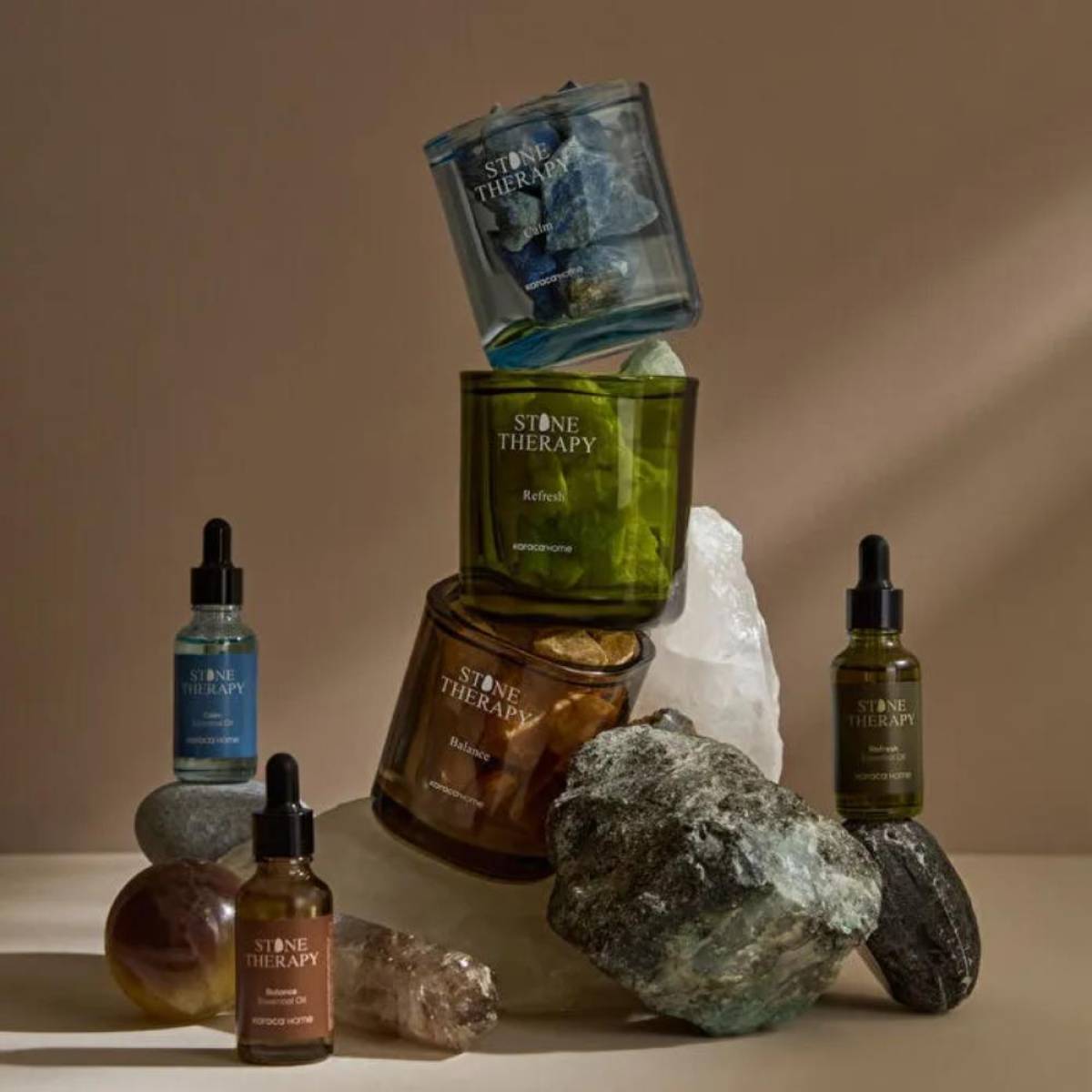 Karaca Home Stone Therapy Crystal Scent Stone Set - Balance | Herbal Aromatherapy Diffuser