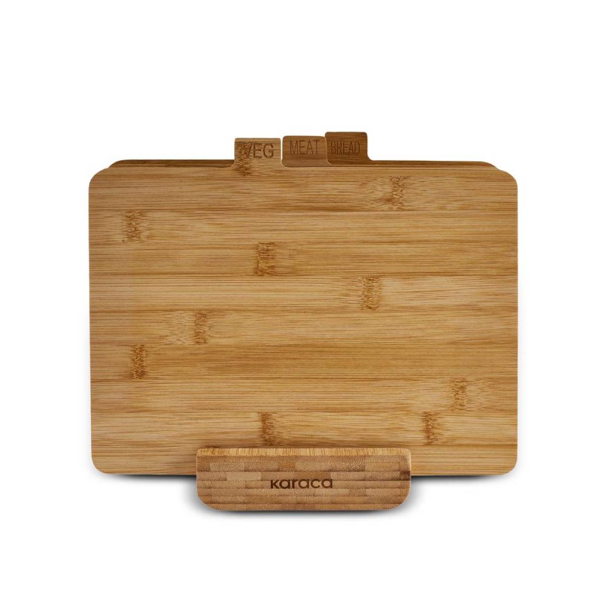 Karaca Arel 4-piece Bamboo Cutting Board Set | With Storage Holder
