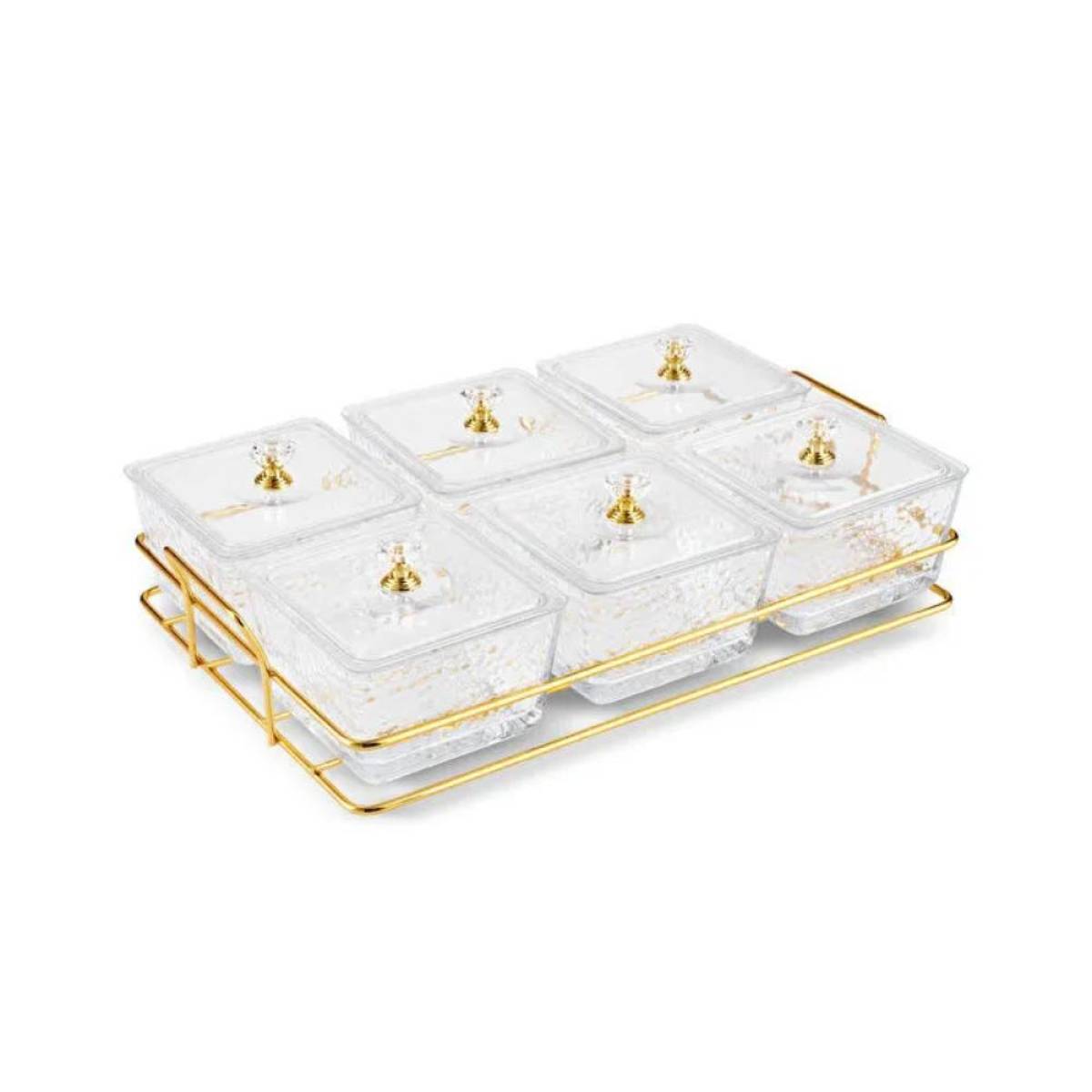 Karaca Maria 6-piece Decorative Serving Bowls Set With Lids And Tray