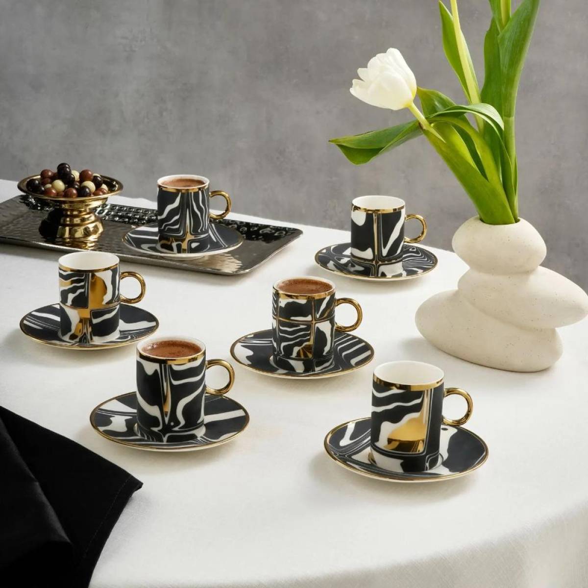 Karaca Tales 6-piece Coffee Cup Set 90 Ml | Bone Porcelain Espresso Set