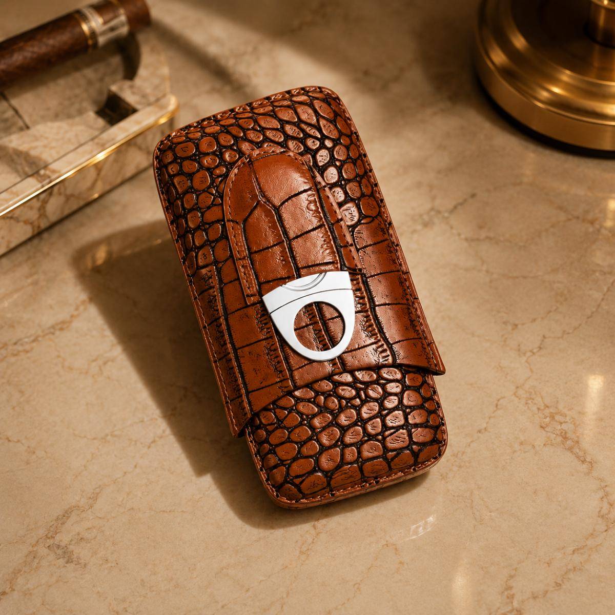 Cohiba Elegance Klaro Leather Cigar Travel Case Humidor – Brown, Hy3304l2br